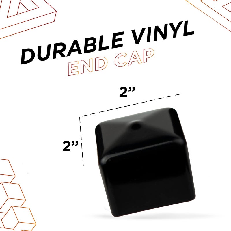 Prescott Plastics 2" (50.8mm) Outer Perimeter Flexible Plastic Hole Plugs, Square Black Metal Tubing End Caps, Strong Furniture Leg Inserts, Impact & Weather Resistant, Made in The USA - 50 Pack - Image 2